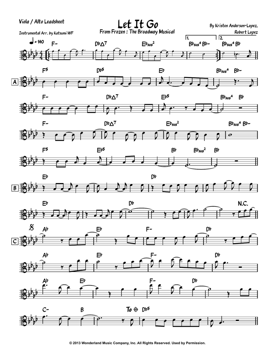 Let It Go Let It Go Viola Solo scores gallery preview page 1
