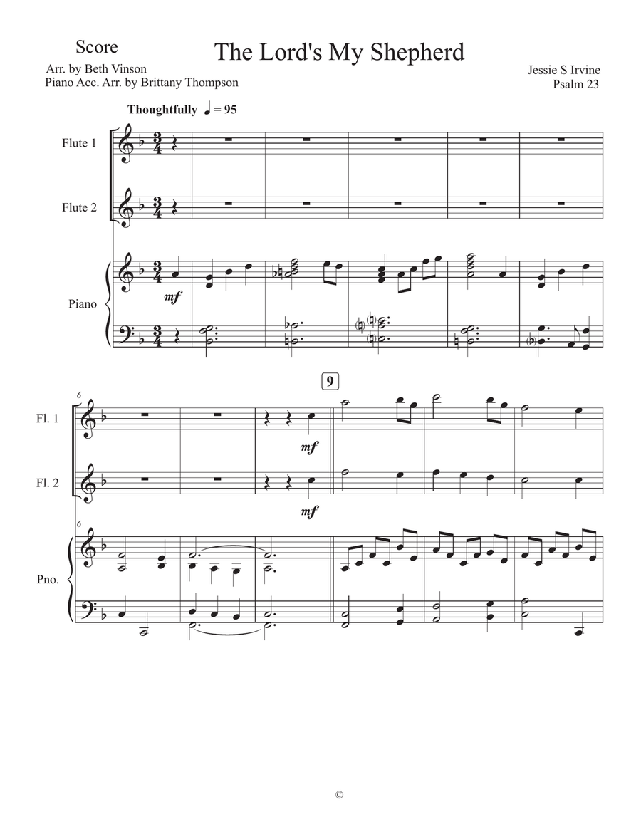The Lord's My Shepherd The Lord's My Shepherd Flute Duet scores gallery preview page 1