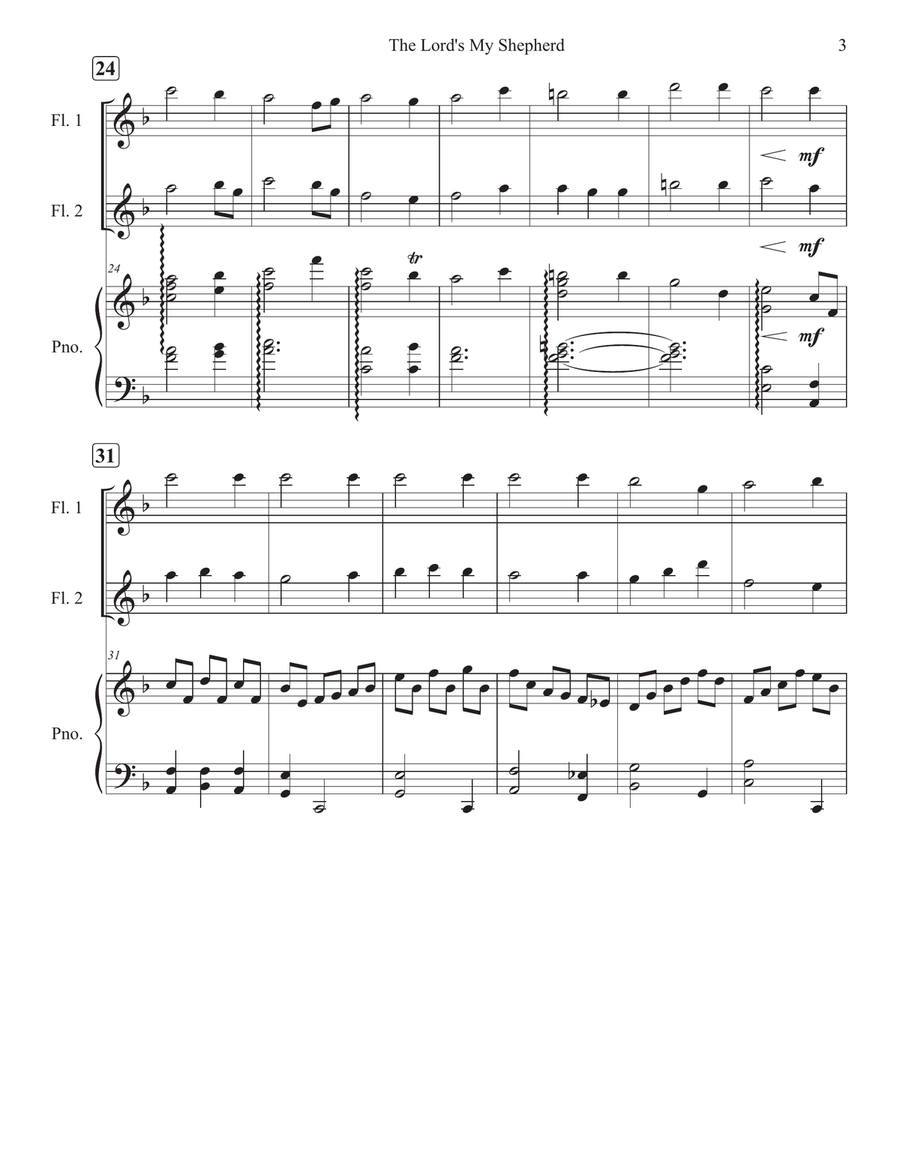 The Lord's My Shepherd The Lord's My Shepherd Flute Duet scores gallery preview page 3