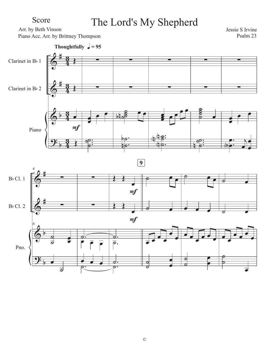 The Lord's My Shepherd The Lord's My Shepherd Clarinet Duet scores gallery preview page 1