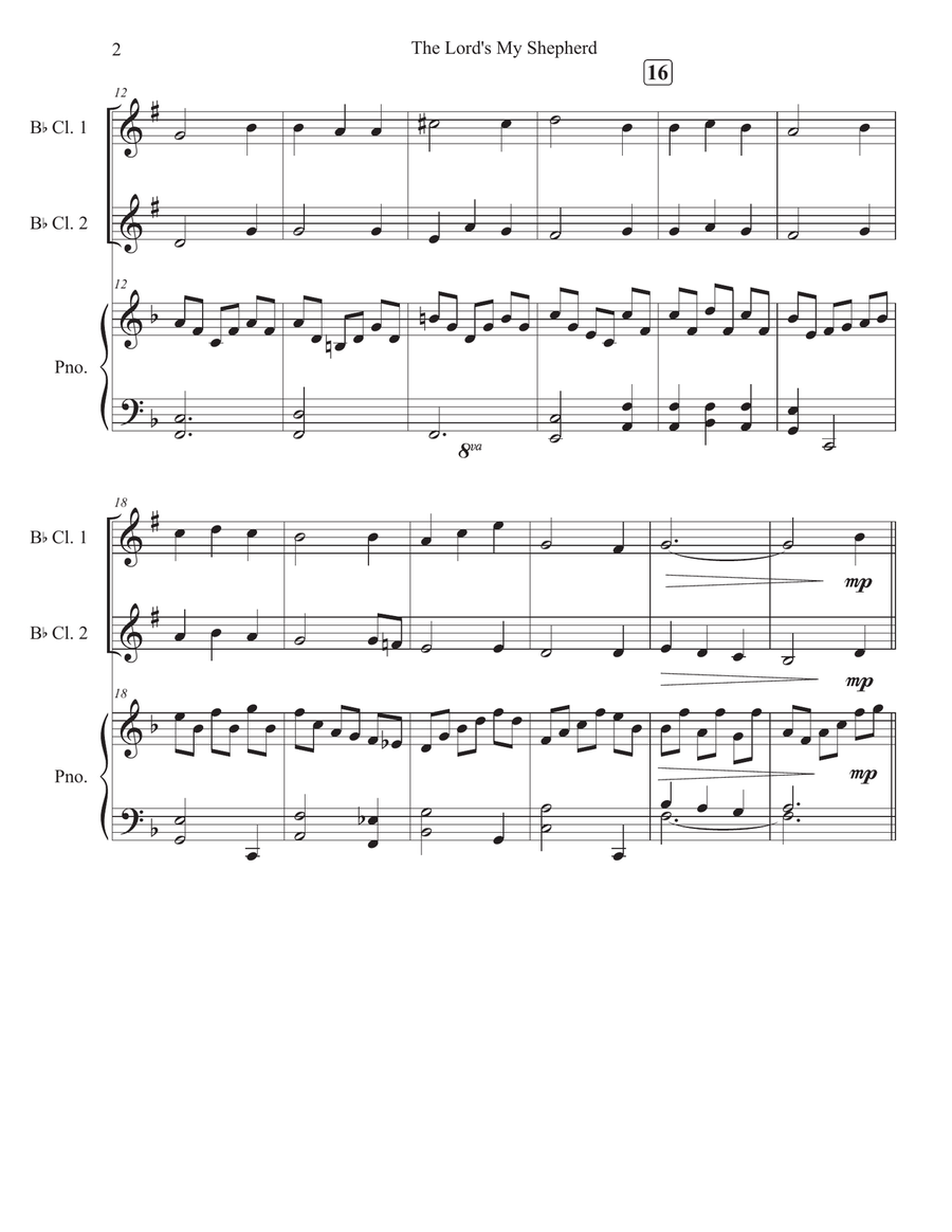 The Lord's My Shepherd The Lord's My Shepherd Clarinet Duet scores gallery preview page 2