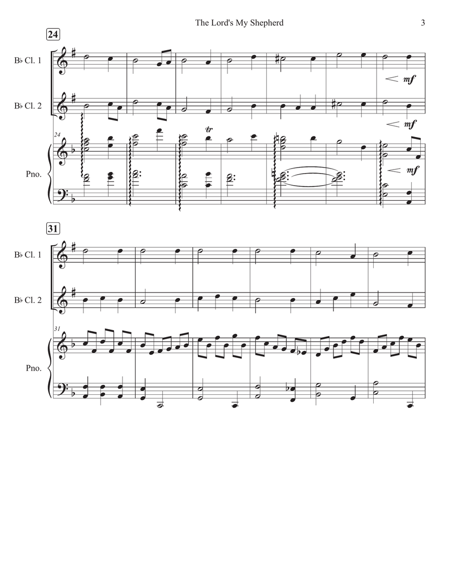 The Lord's My Shepherd The Lord's My Shepherd Clarinet Duet scores gallery preview page 3