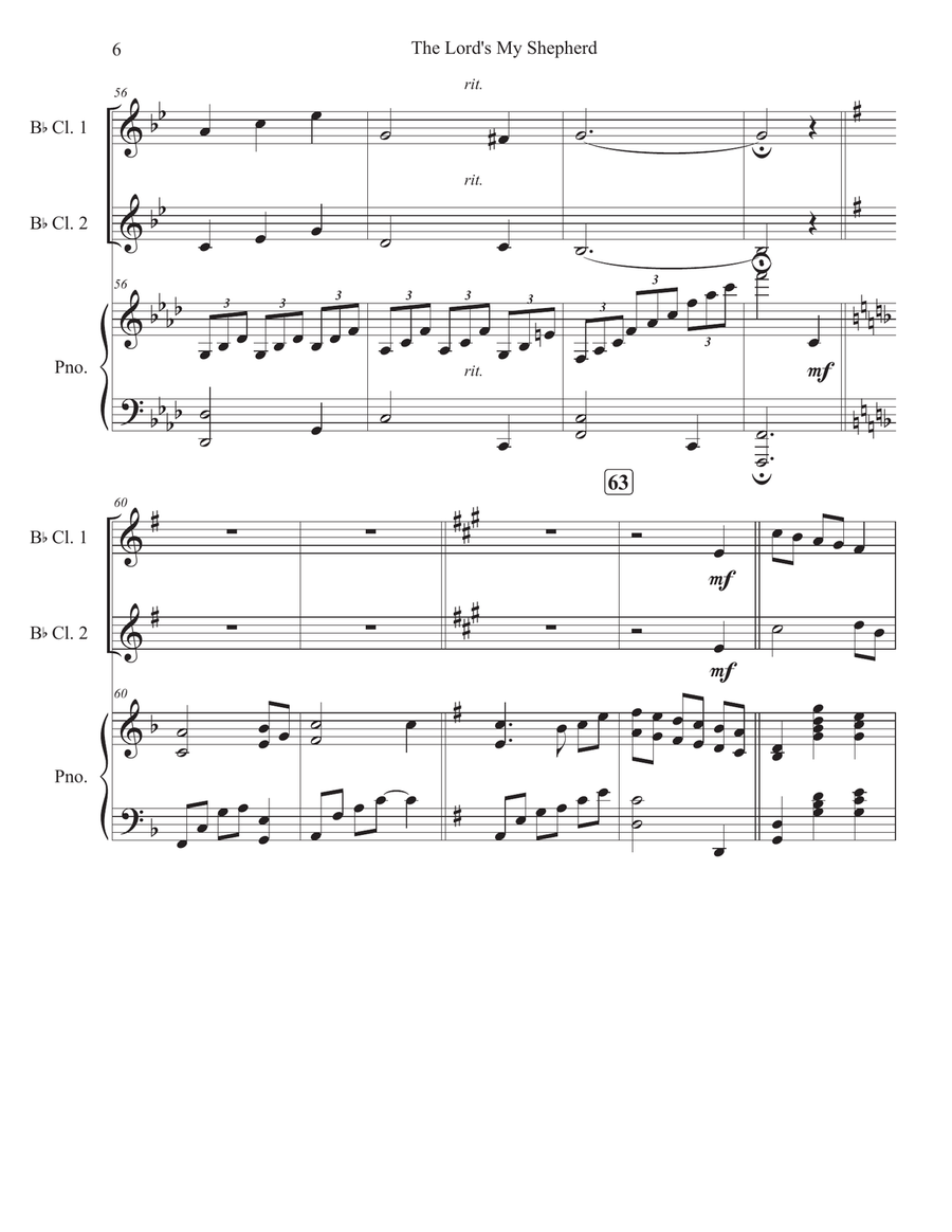 The Lord's My Shepherd The Lord's My Shepherd Clarinet Duet scores gallery preview page 6