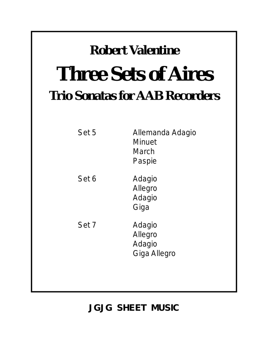 Three Robert Valentine Trio Sonatas for AAB Recorders Recorder scores gallery preview page 1