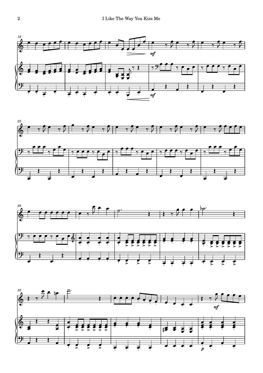 I Like The Way You Kiss Me Violin Solo scores gallery preview page 2