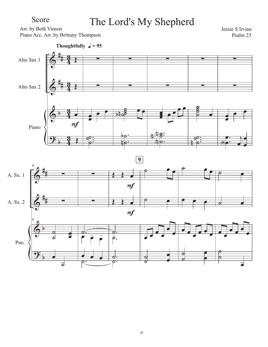 The Lord's My Shepherd The Lord's My Shepherd Woodwind Duet scores gallery preview page 1