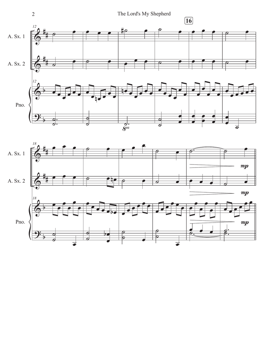 The Lord's My Shepherd The Lord's My Shepherd Woodwind Duet scores gallery preview page 2