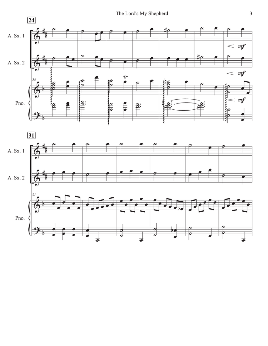 The Lord's My Shepherd The Lord's My Shepherd Woodwind Duet scores gallery preview page 3