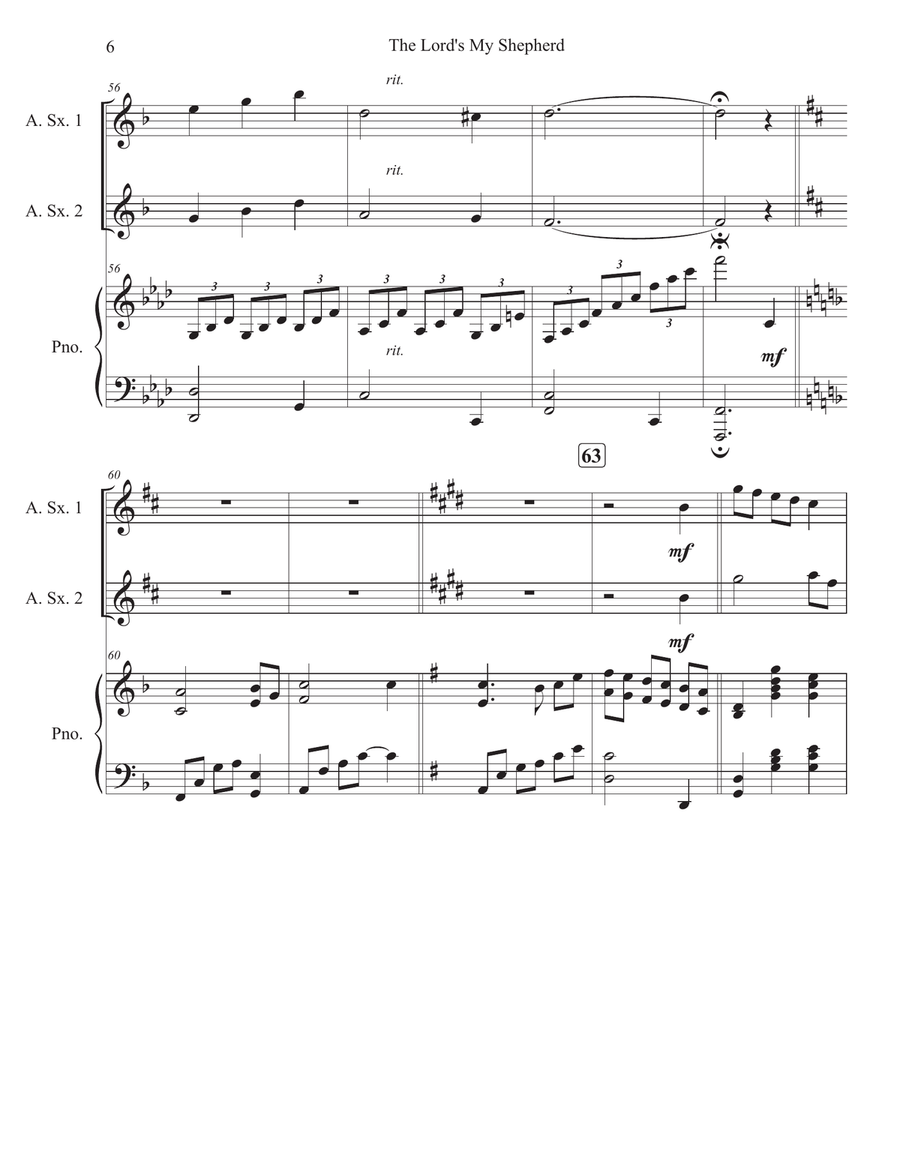 The Lord's My Shepherd The Lord's My Shepherd Woodwind Duet scores gallery preview page 6