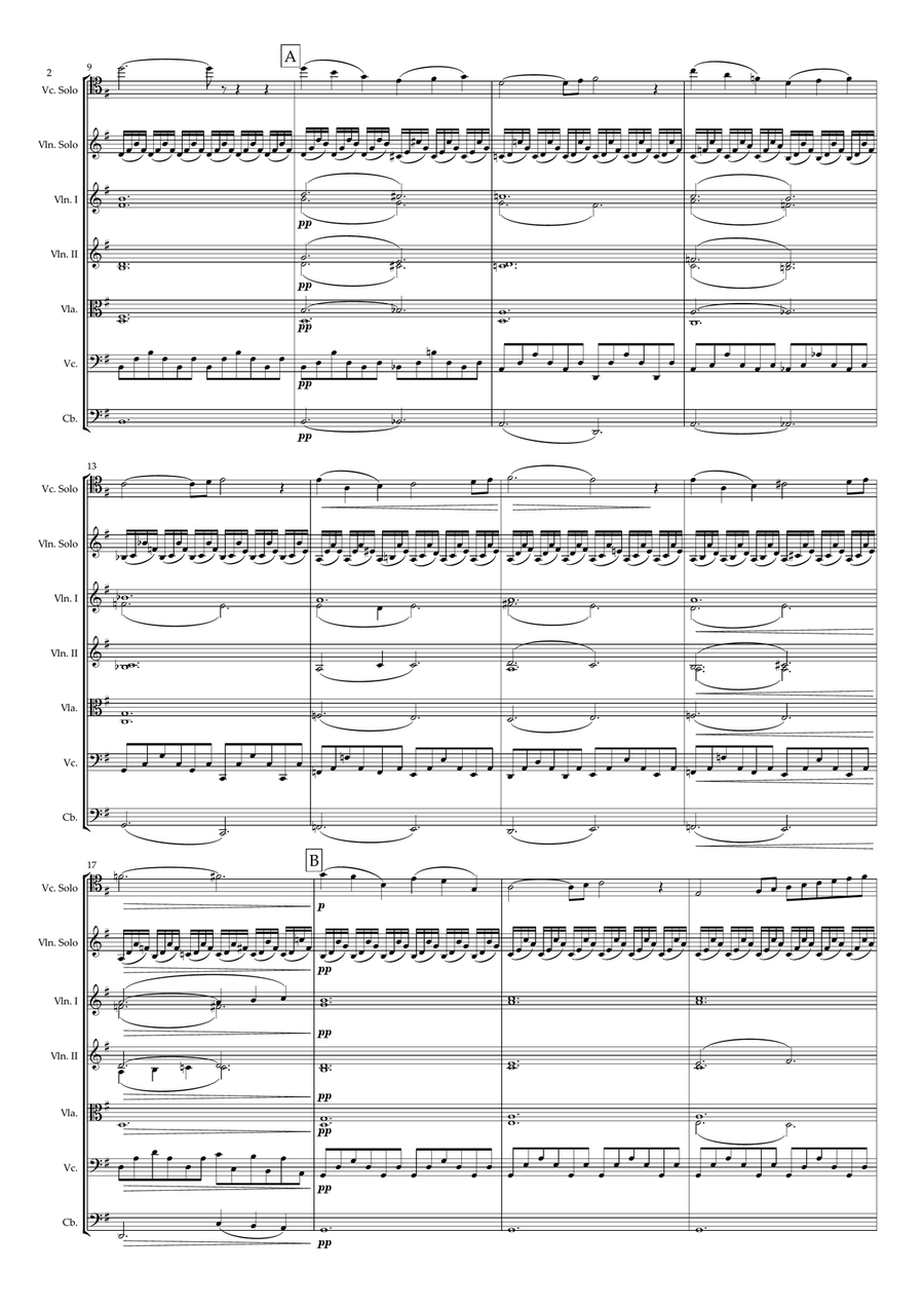 The Swan – for Cello Solo and String Orchestra (Score and Parts) Chamber Music scores gallery preview page 2