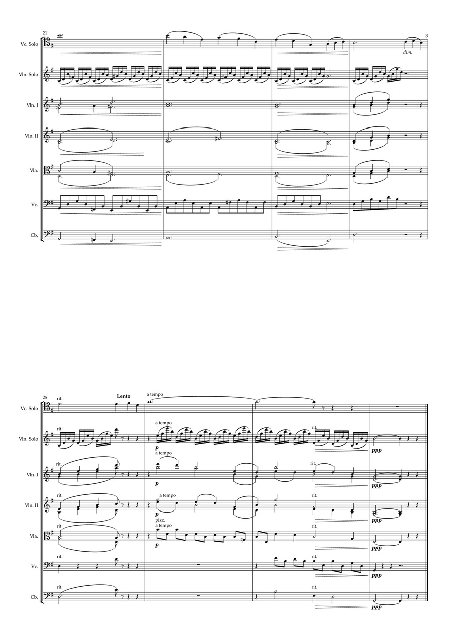 The Swan – for Cello Solo and String Orchestra (Score and Parts) Chamber Music scores gallery preview page 3