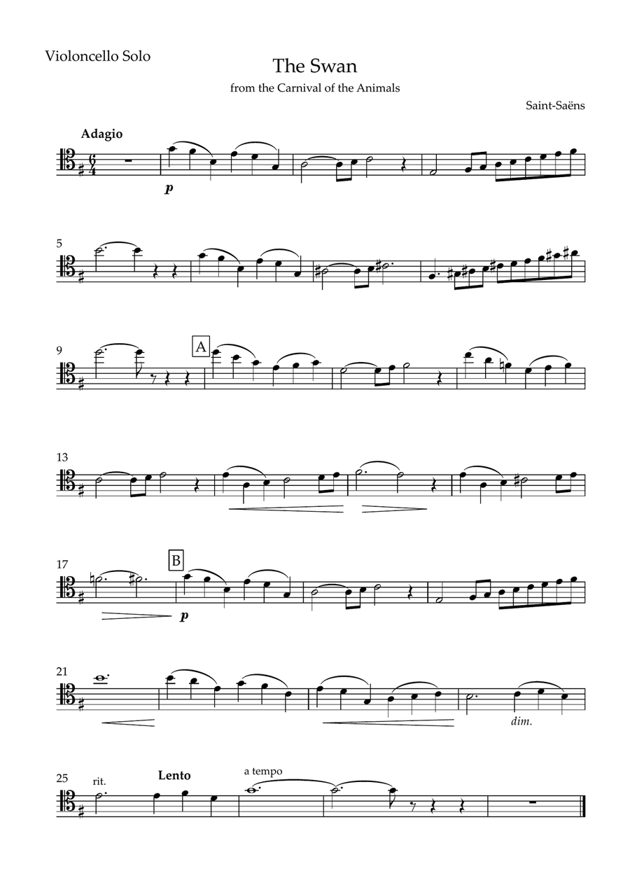 The Swan – for Cello Solo and String Orchestra (Score and Parts) Chamber Music scores gallery preview page 4