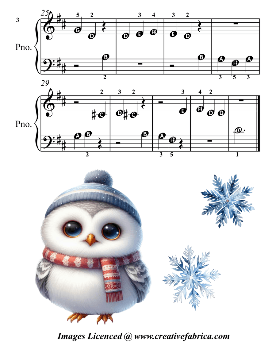Silent Flight of Snowy Owls for Beginner Piano Piano Method scores gallery preview page 5