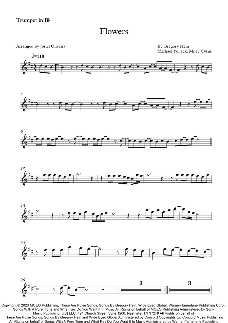 Flowers Flowers B-Flat Trumpet scores gallery preview page 2
