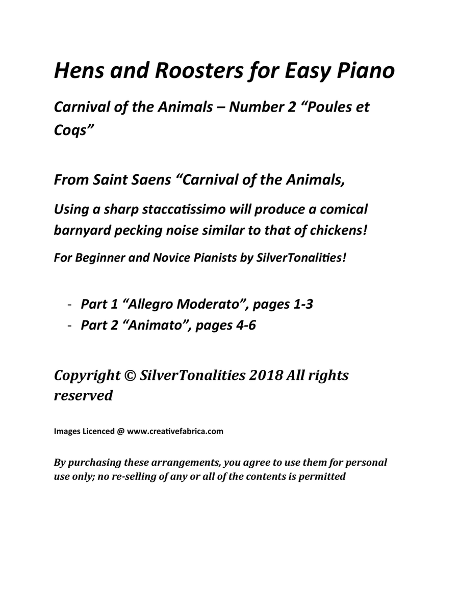 Hens and Roosters for Easy Piano Piano Method scores gallery preview page 2