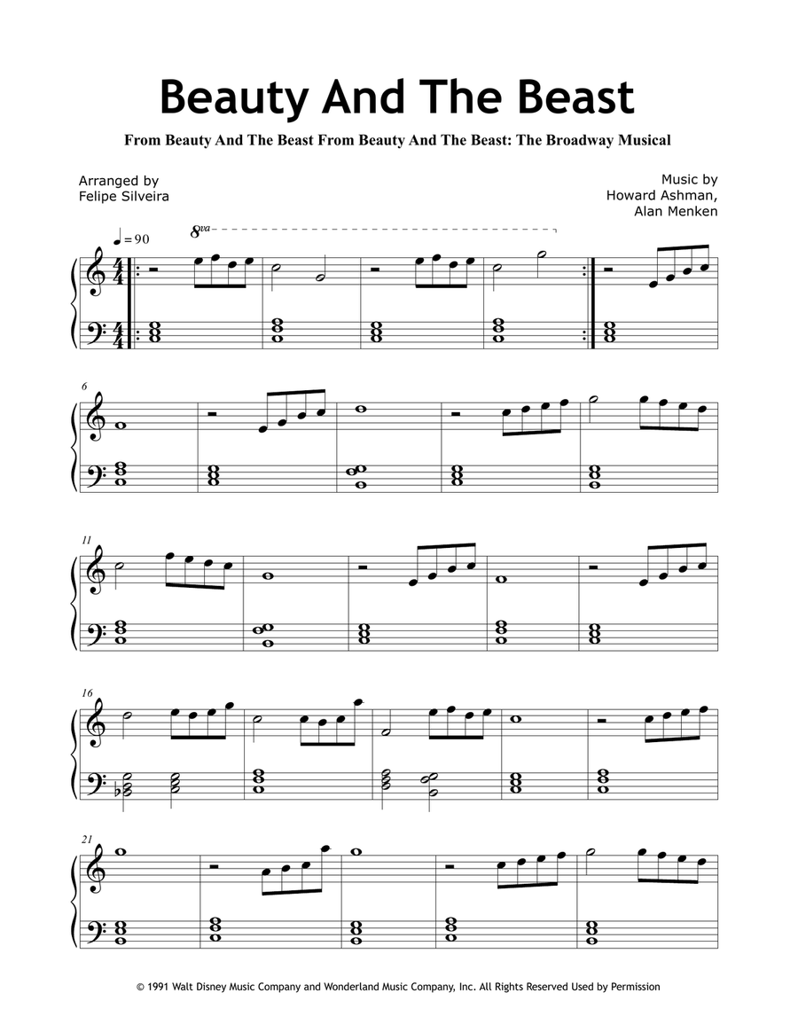 Beauty And The Beast Beauty And The Beast Easy Piano scores gallery preview page 1