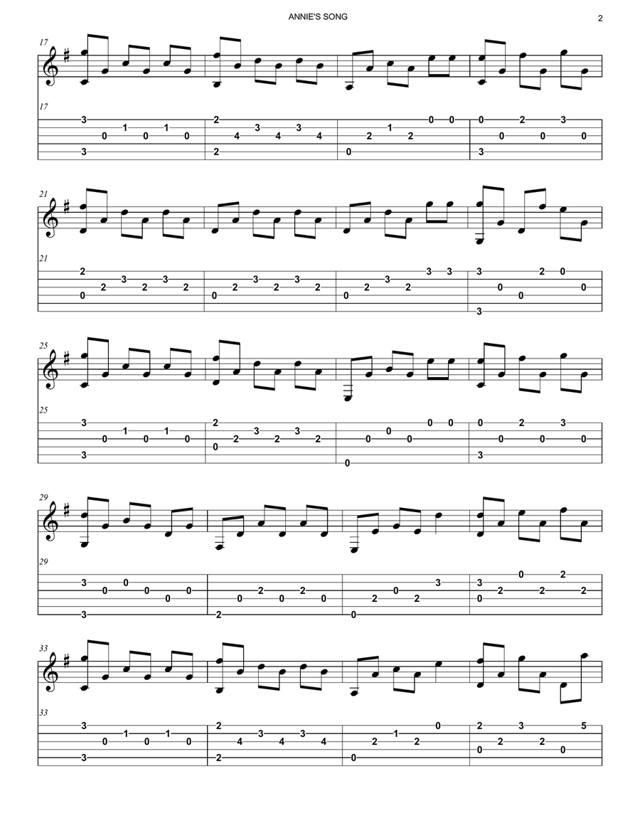 Annie's Song Annie's Song Acoustic Guitar scores gallery preview page 2