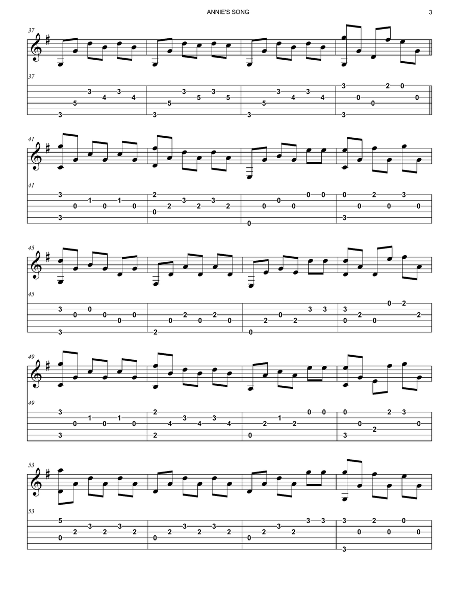 Annie's Song Annie's Song Acoustic Guitar scores gallery preview page 3