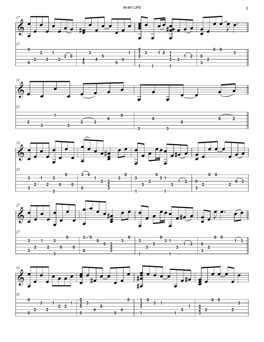 In My Life In My Life Acoustic Guitar scores gallery preview page 2