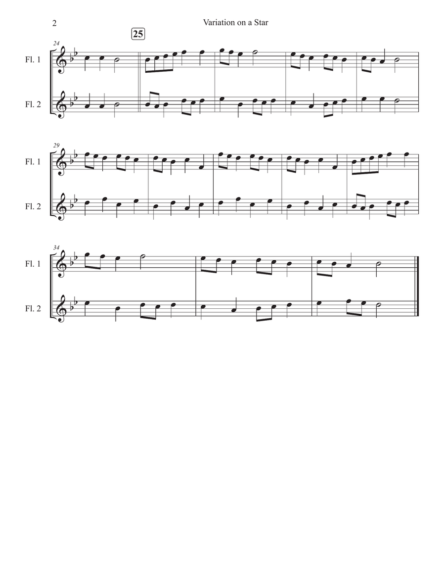 Variation on a Star Variation on a Star Flute Duet scores gallery preview page 2