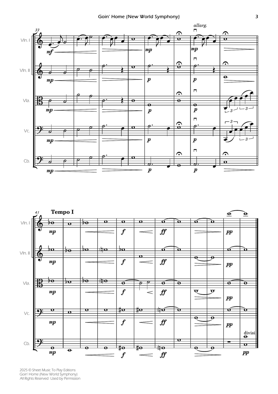 Goin' Home (New World Symphony) - String Orchestra (Full Score and Parts) Chamber Music scores gallery preview page 5