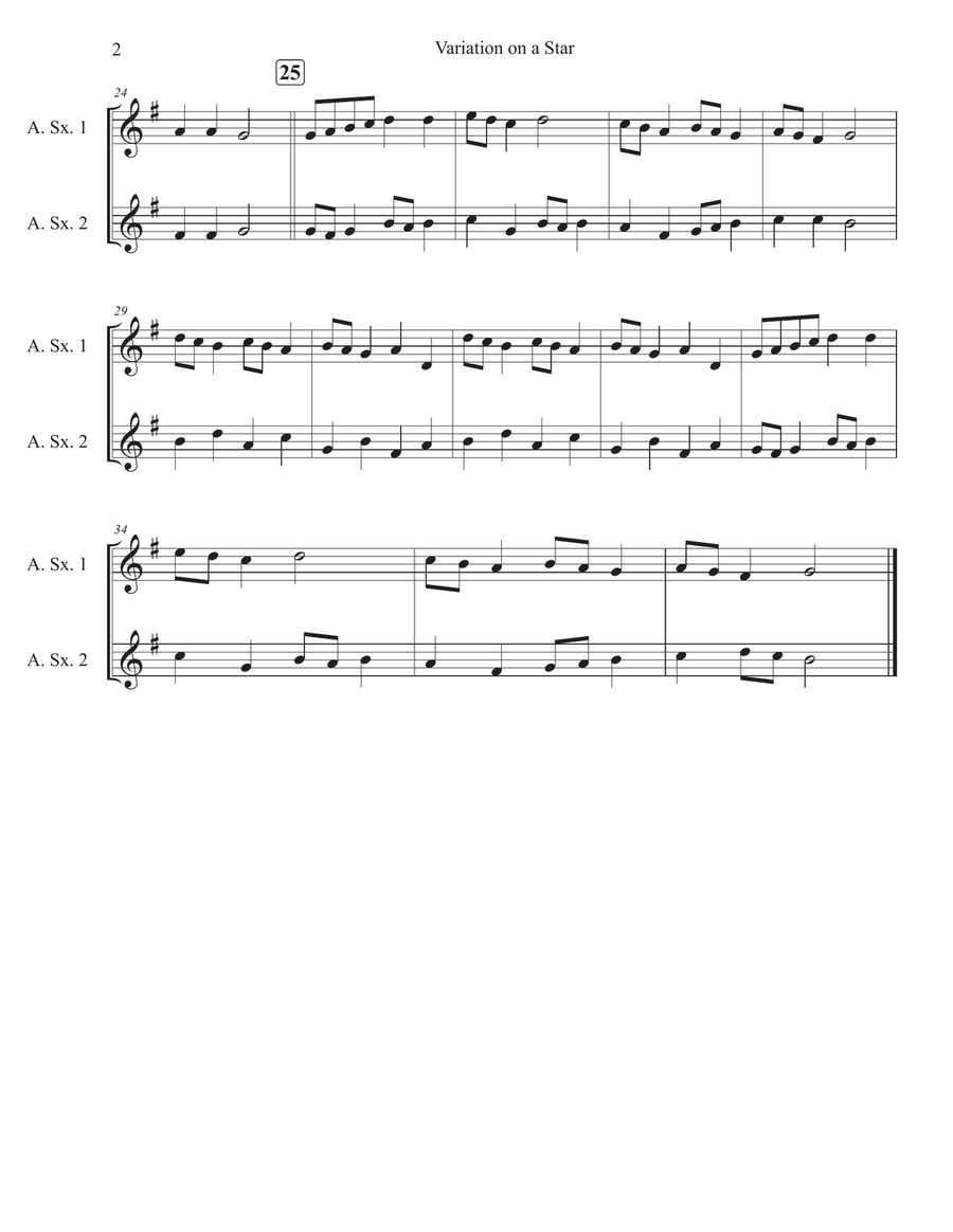 Variation on a Star Variation on a Star Woodwind Duet scores gallery preview page 2