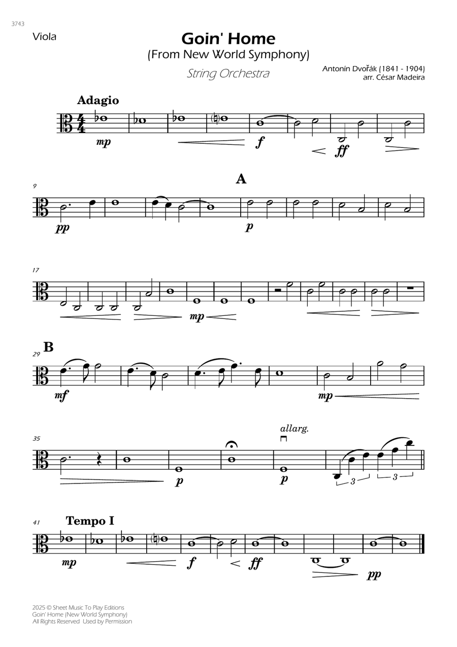 Goin' Home (New World Symphony) - String Orchestra (Individual Parts) Chamber Music scores gallery preview page 3