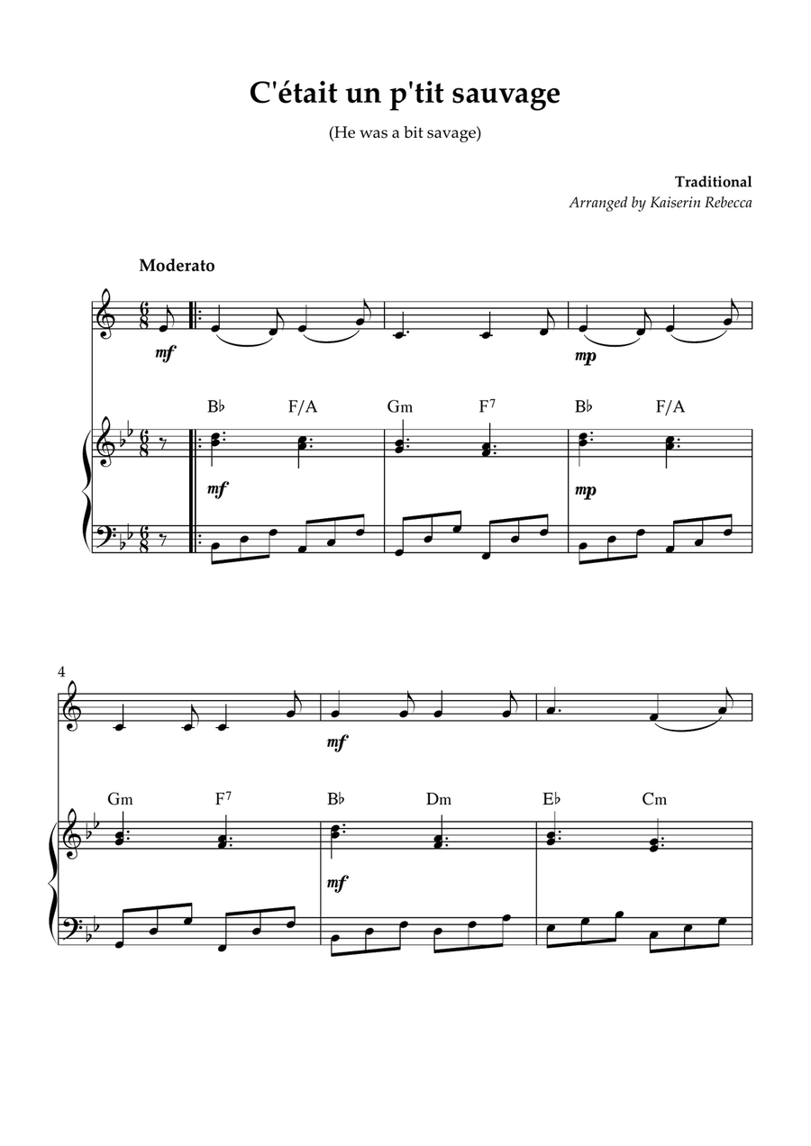 C'était un p'tit sauvage (He was a bit savage) Tenor Saxophone scores gallery preview page 1