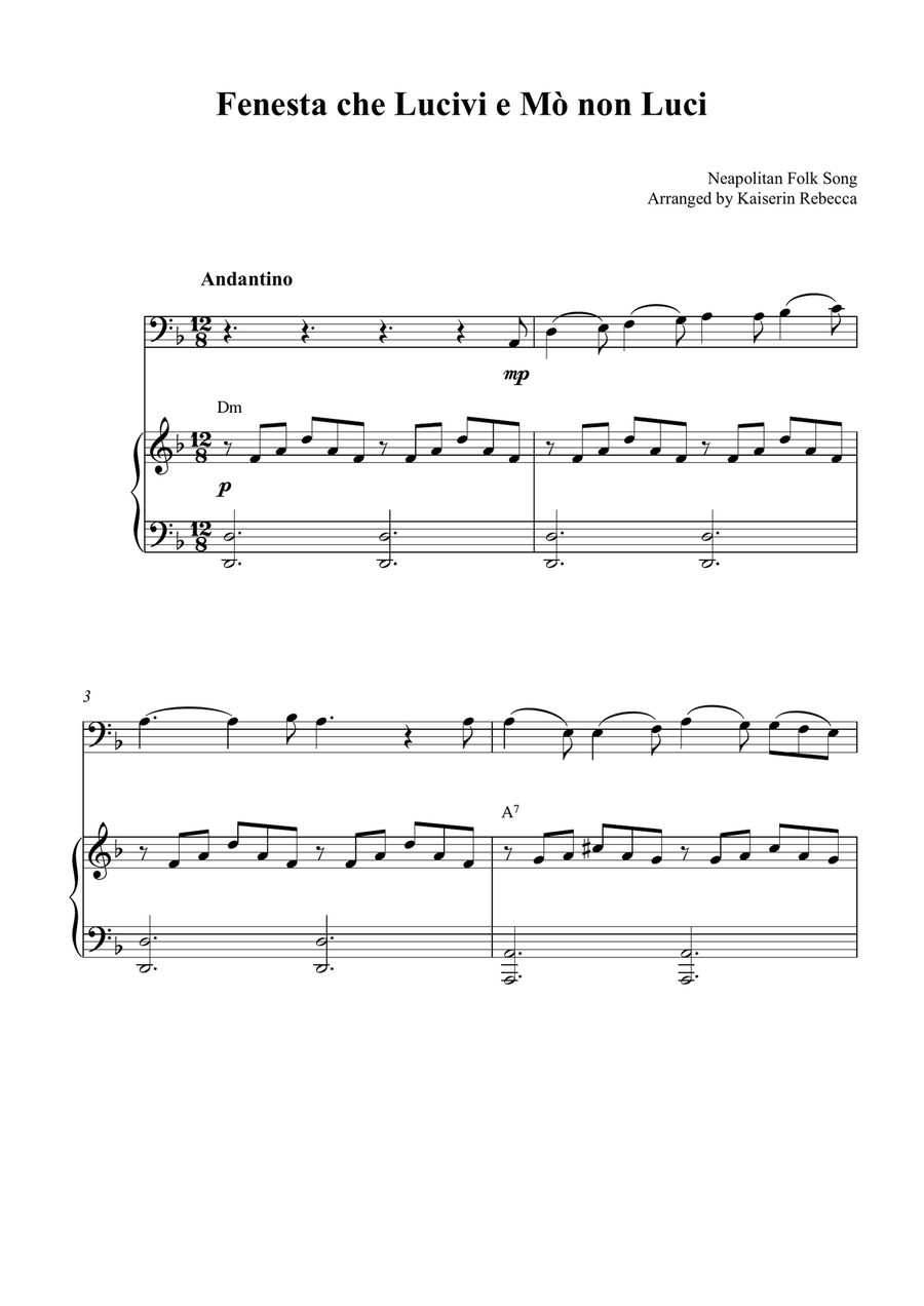 Fenesta che Lucivi e Mò non Luci Euphonium scores gallery preview page 1