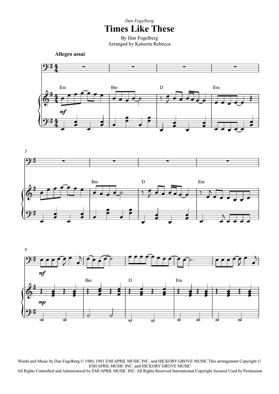 Times Like These Times Like These Piano scores gallery preview page 1