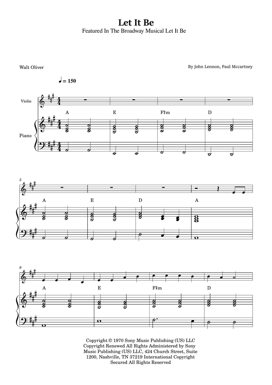 Let It Be Violin Solo scores gallery preview page 1