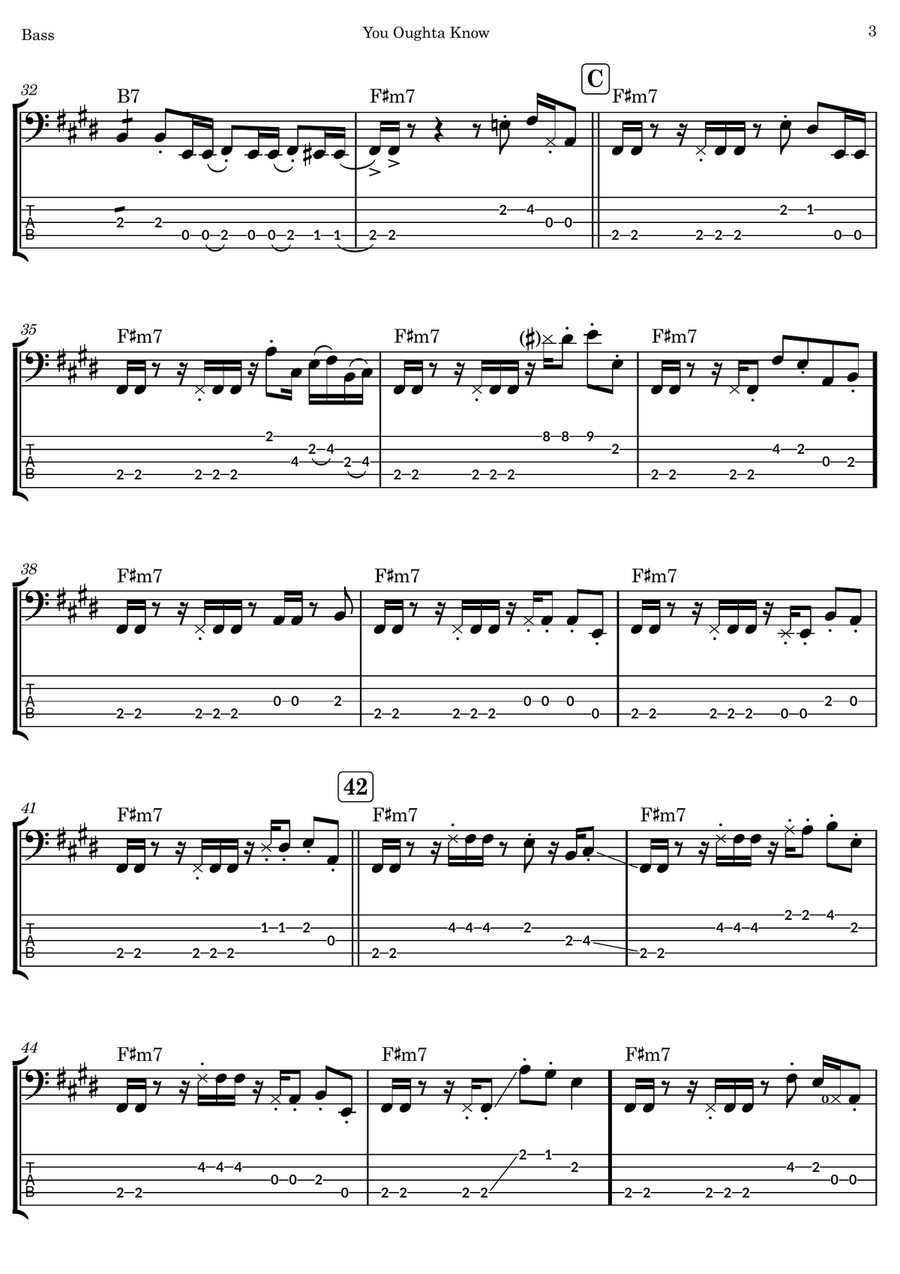 You Oughta Know You Oughta Know Bass Guitar Tablature scores gallery preview page 3