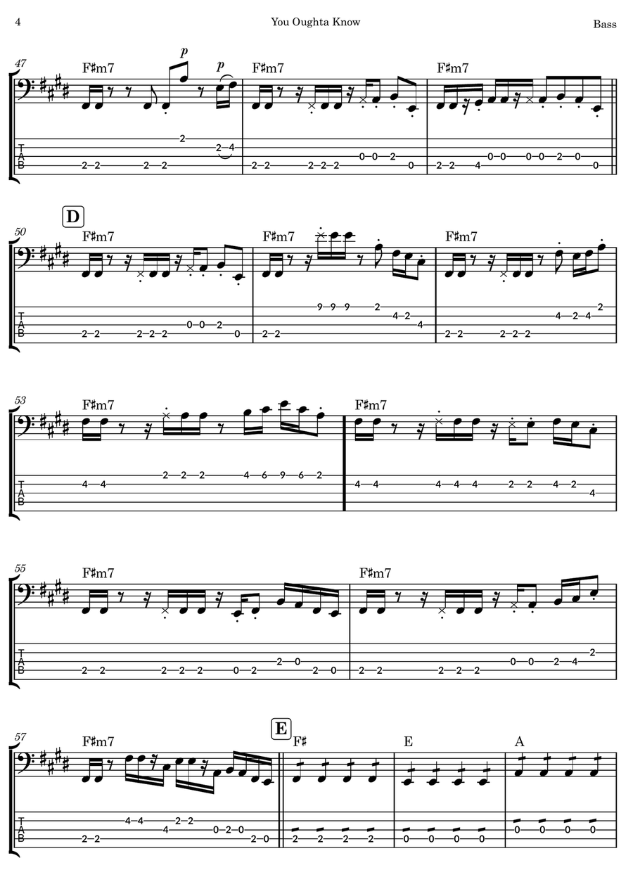 You Oughta Know You Oughta Know Bass Guitar Tablature scores gallery preview page 4