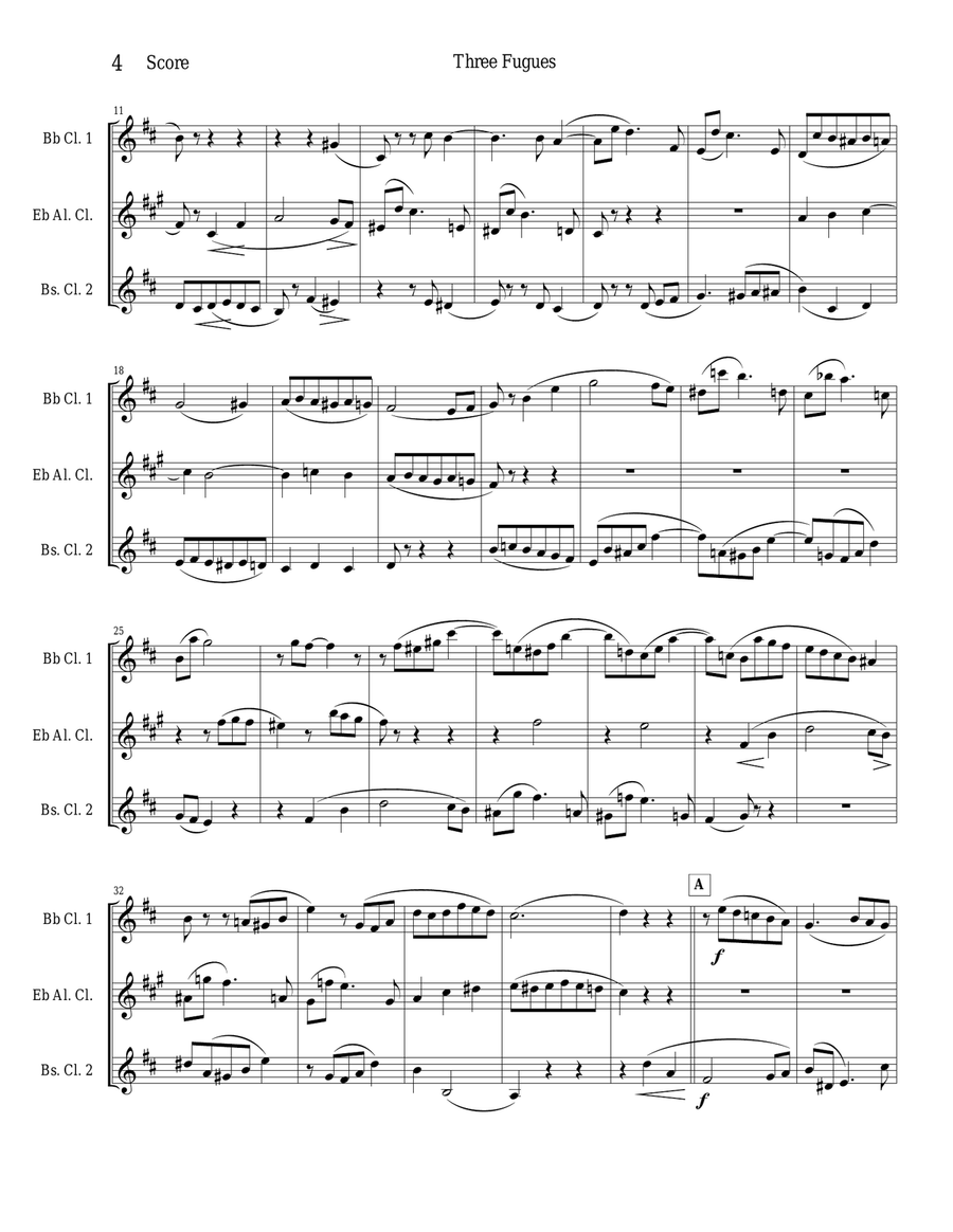 Three Fugues Three Fugues Clarinet Quartet scores gallery preview page 4