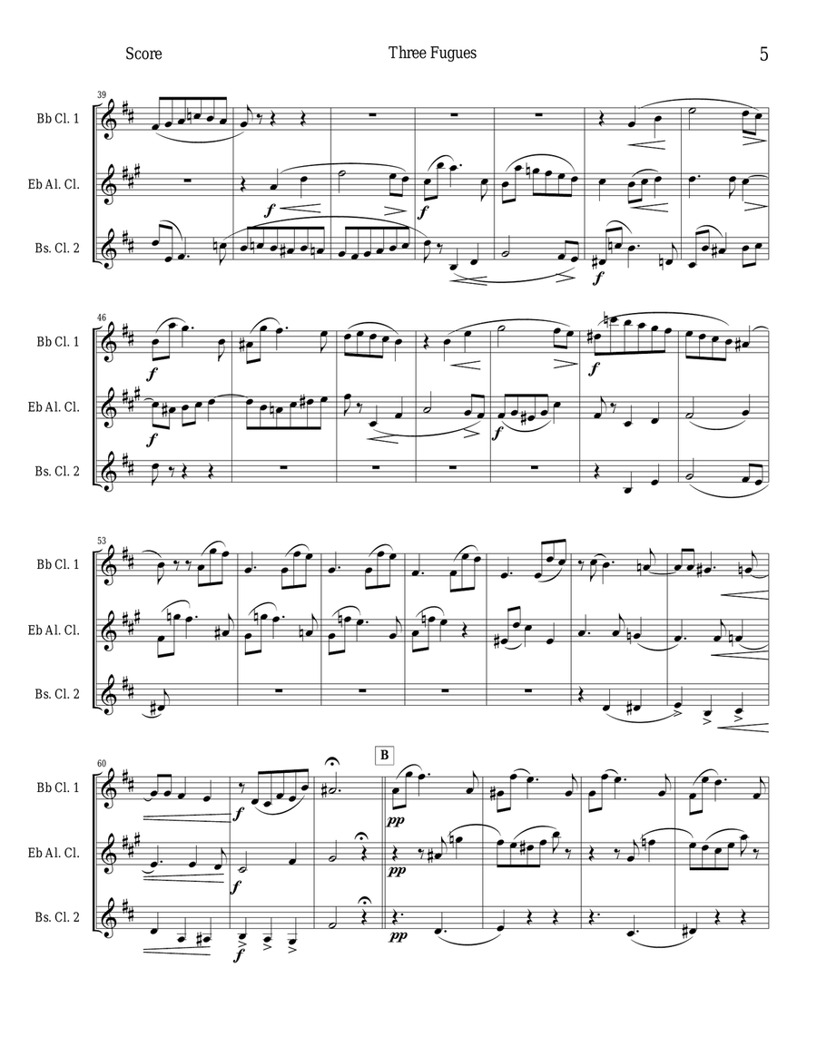 Three Fugues Three Fugues Clarinet Quartet scores gallery preview page 5