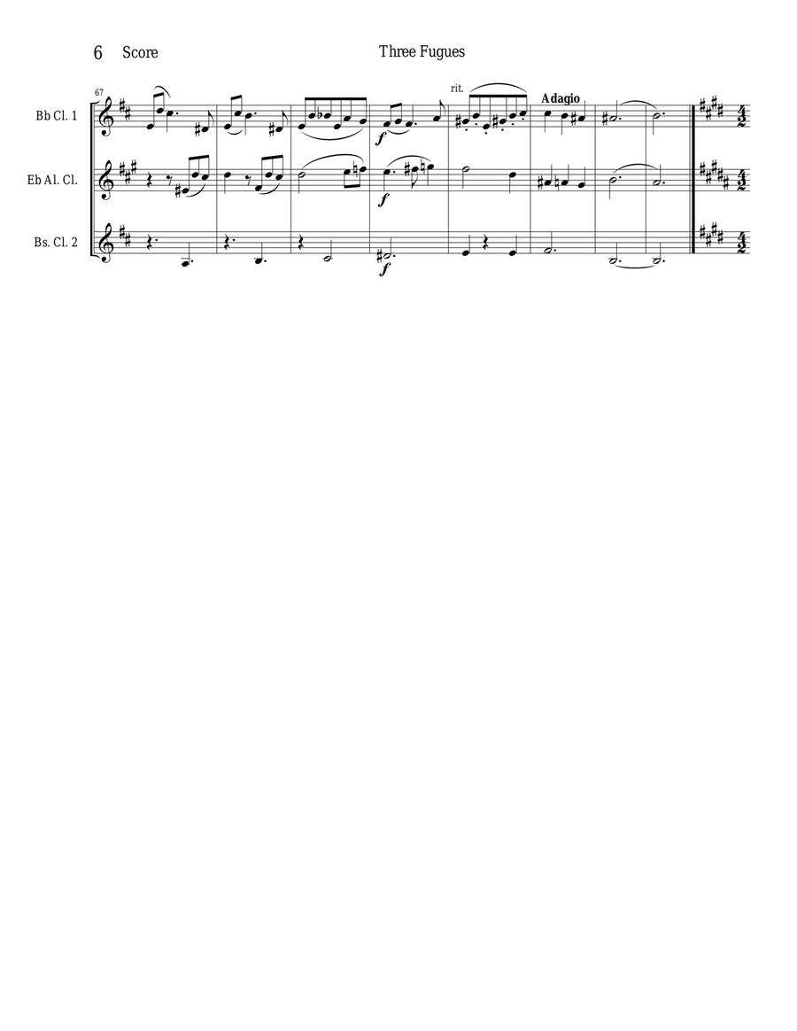 Three Fugues Three Fugues Clarinet Quartet scores gallery preview page 6