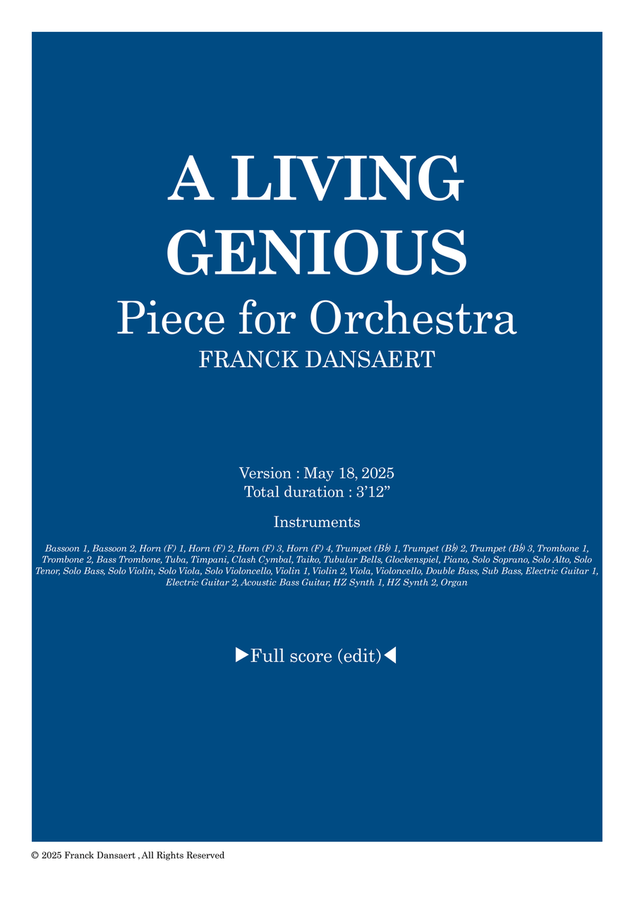 A Living Genious - Score Only Full Orchestra scores gallery preview page 1