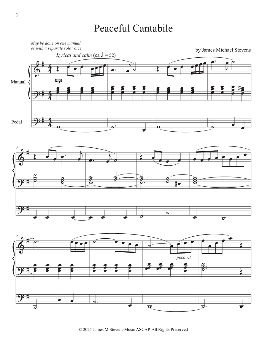 Peaceful Cantabile - Organ Solo Organ Solo scores gallery preview page 2
