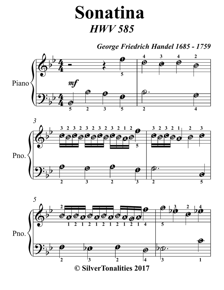 Sonatina HWV 585 Easy Piano Sheet Music Piano Method scores gallery preview page 2