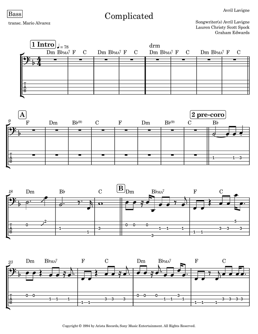 Complicated Complicated Acoustic Guitar scores gallery preview page 1