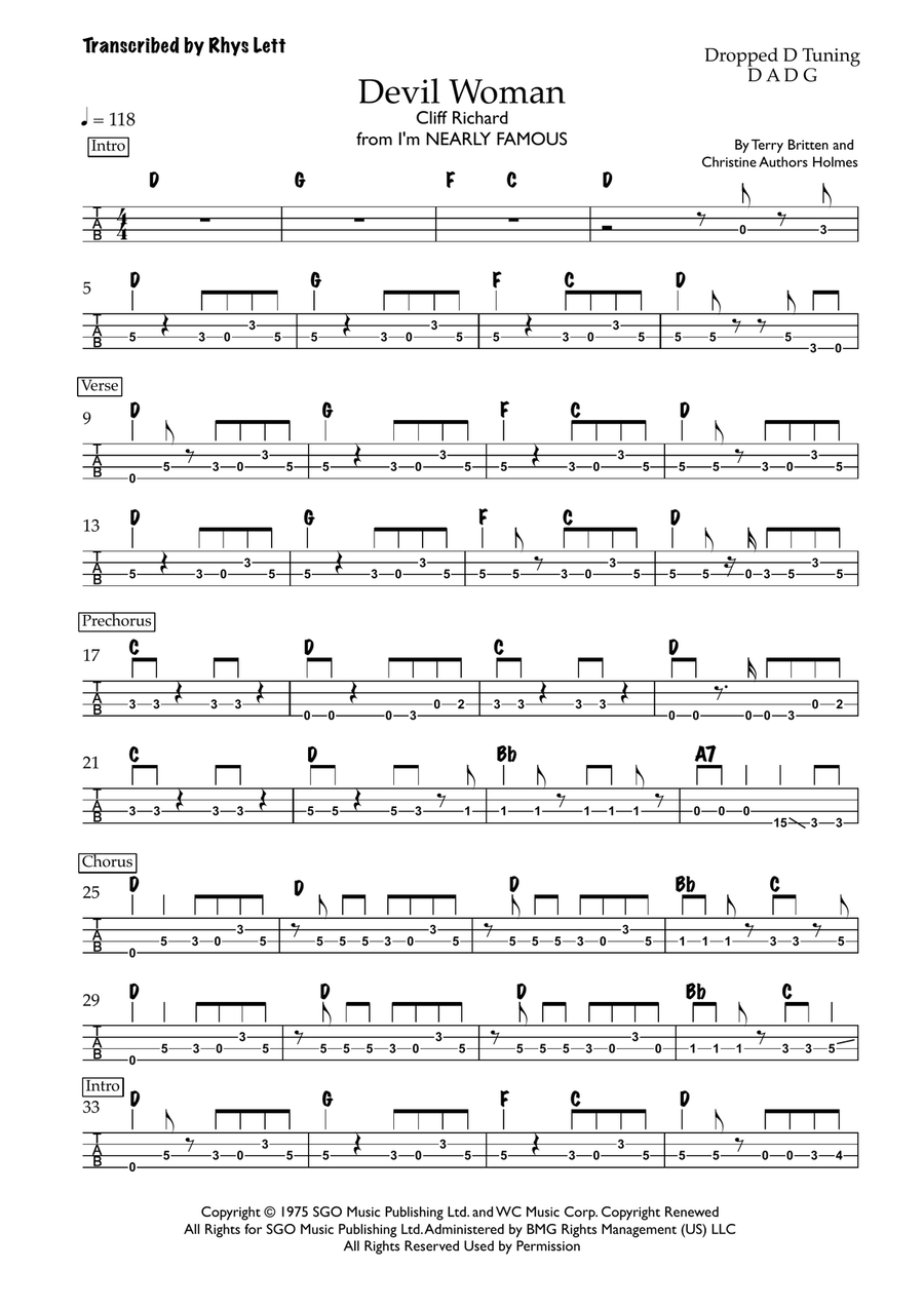 Devil Woman Devil Woman Acoustic Guitar scores gallery preview page 1
