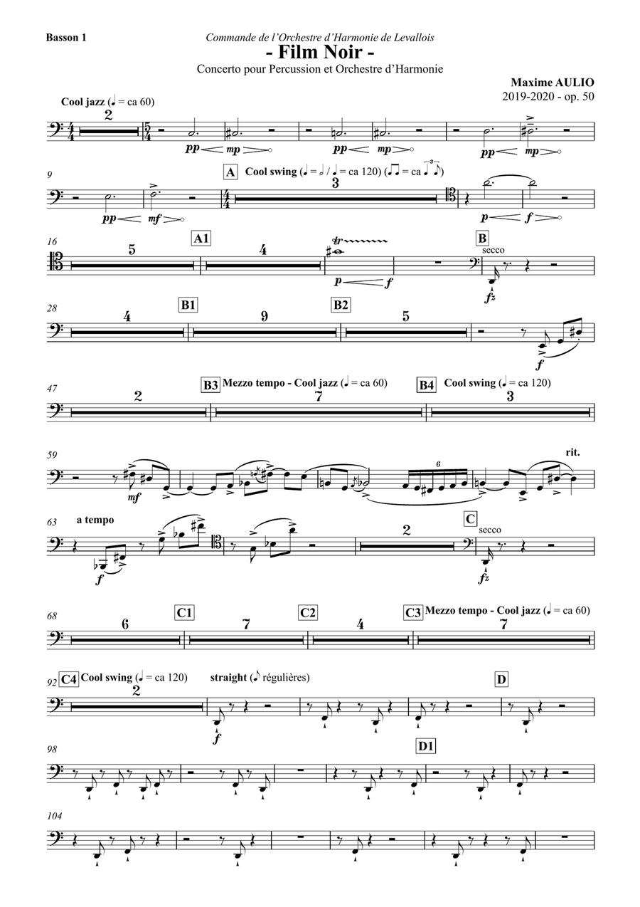 film noir - Concerto for percussion & wind orchestra - PARTS Full Orchestra scores gallery preview page 1
