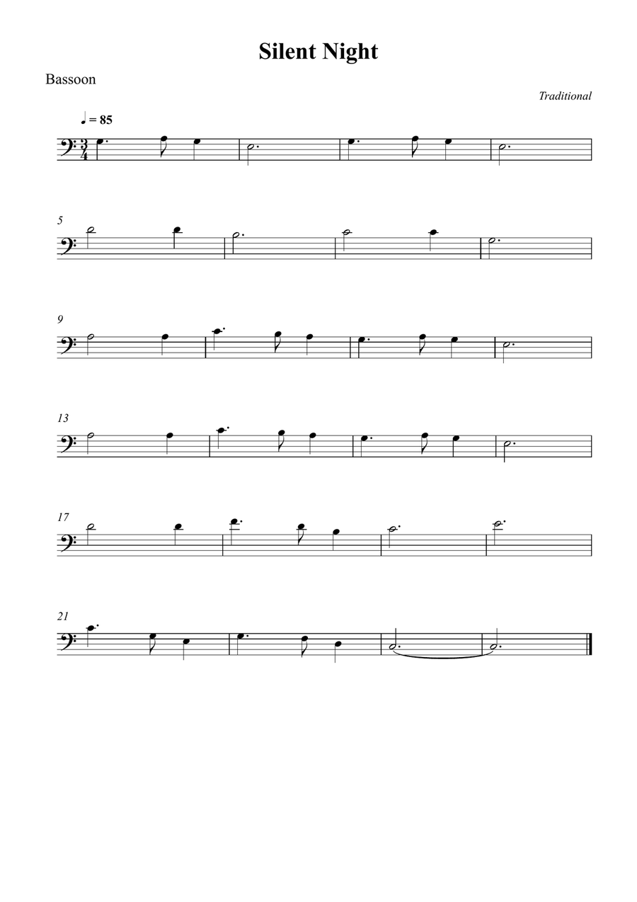 Silent Night Silent Night Bassoon Solo scores gallery preview page 1