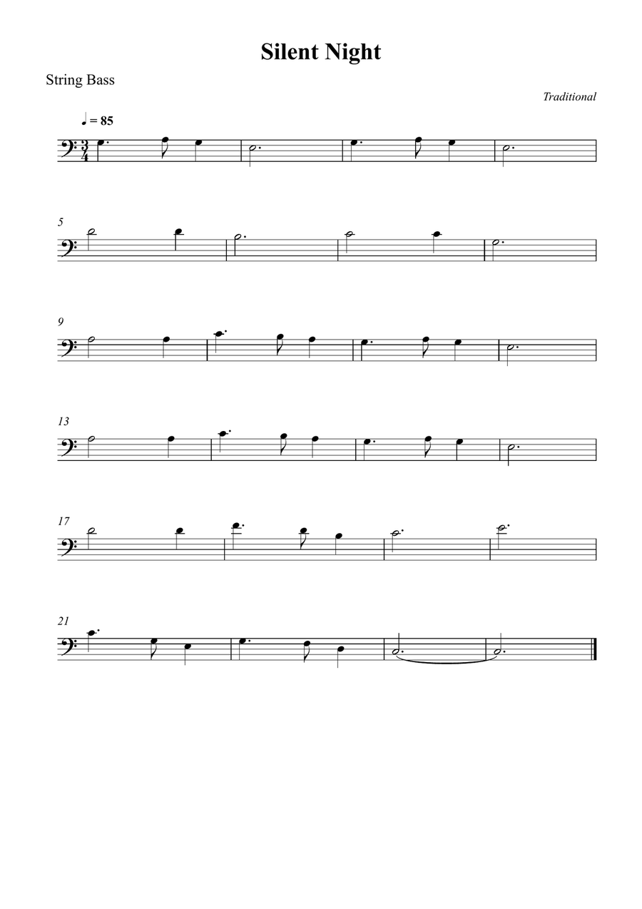 Silent Night Silent Night Double Bass scores gallery preview page 1