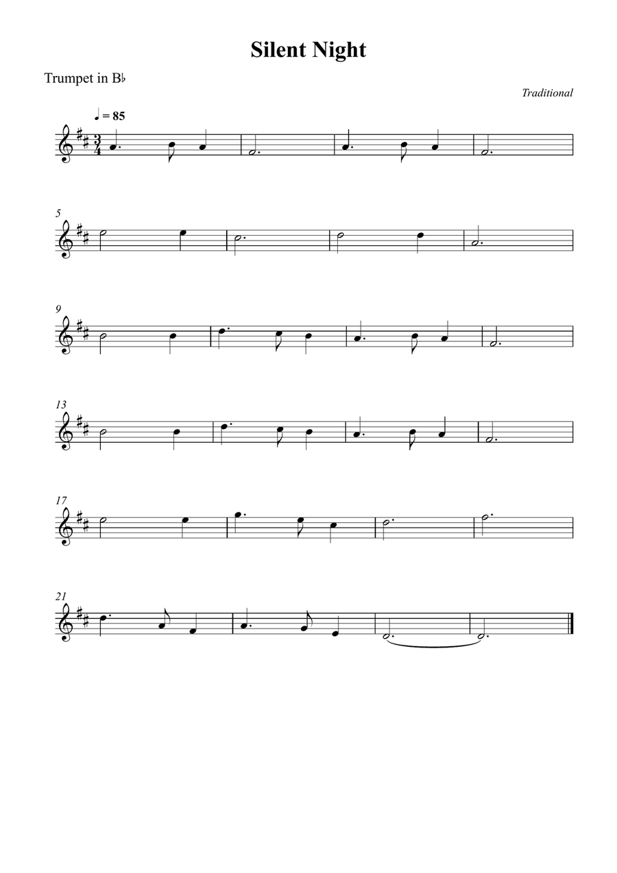 Silent Night Silent Night B-Flat Trumpet scores gallery preview page 1