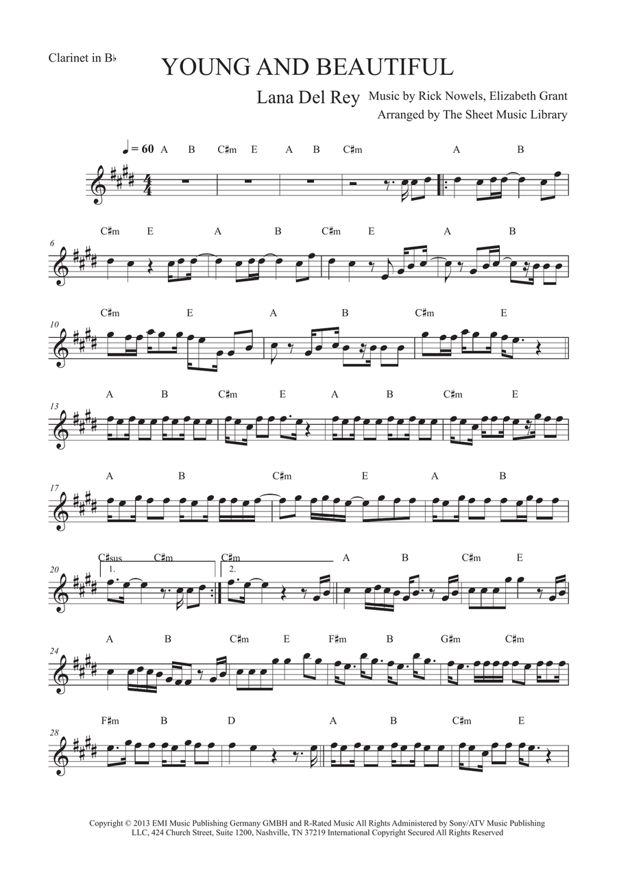 Young And Beautiful Young And Beautiful Piano scores gallery preview page 1