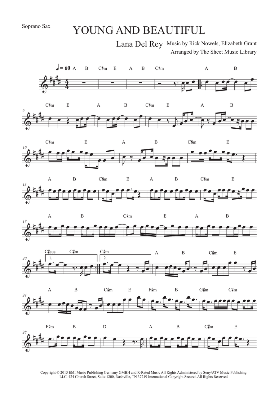 Young And Beautiful Young And Beautiful Piano scores gallery preview page 1