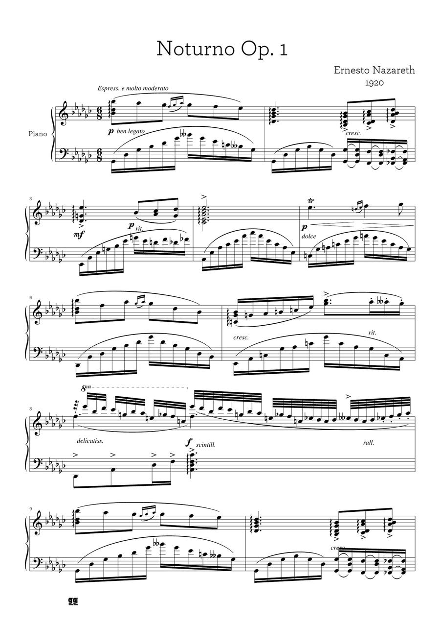 Noturno Op. 1 (Ernesto Nazareth) Chamber Music scores gallery preview page 1