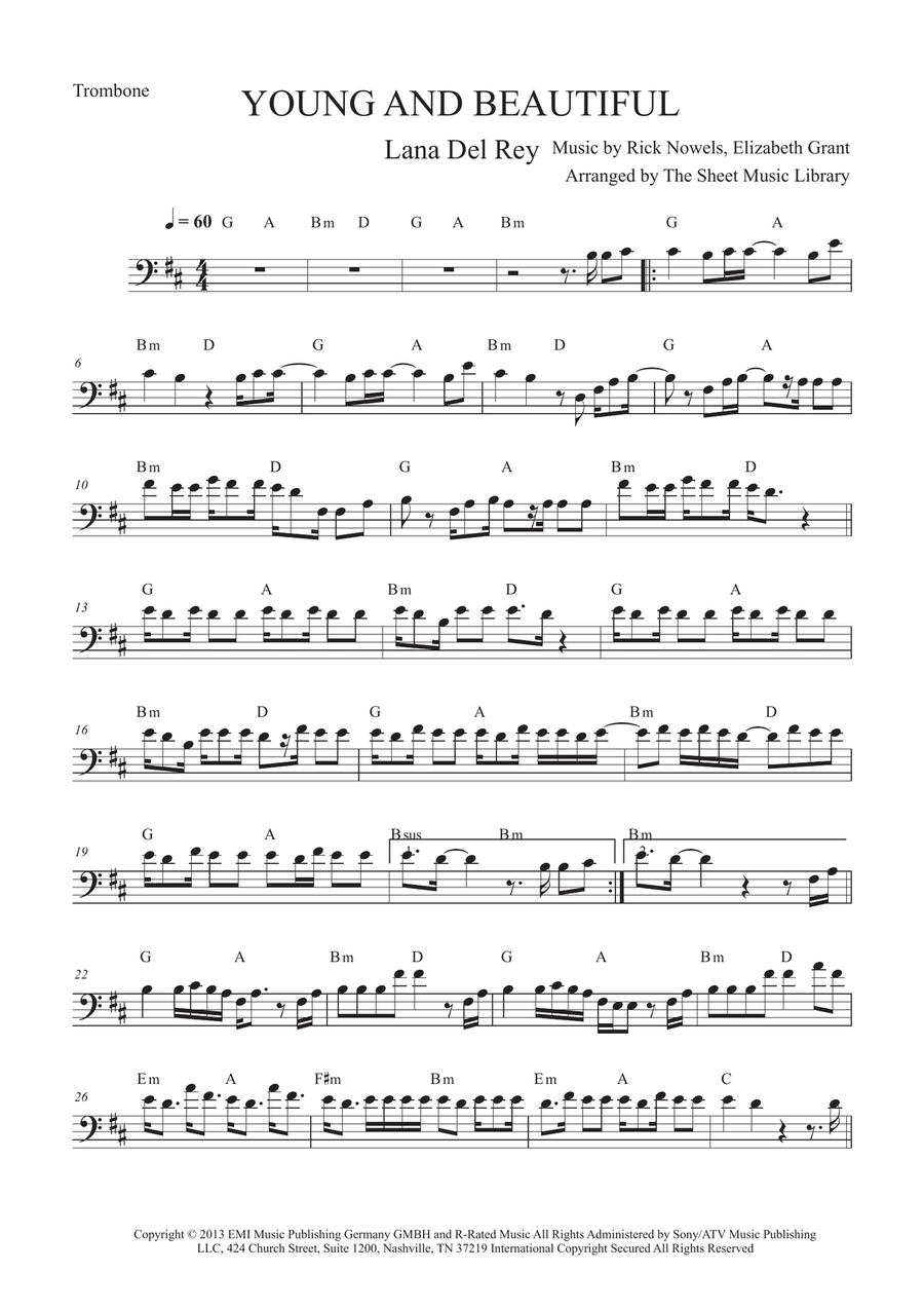 Young And Beautiful Young And Beautiful Piano scores gallery preview page 1