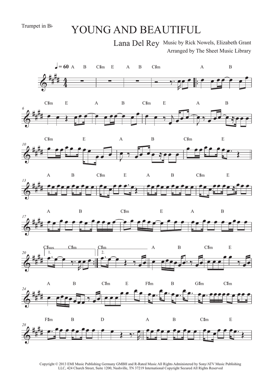Young And Beautiful Young And Beautiful Piano scores gallery preview page 1